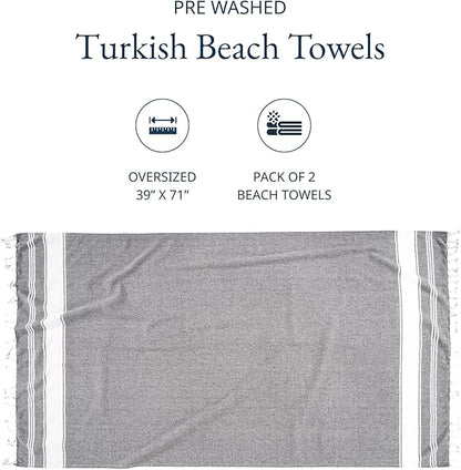 LANE LINEN Towels for Women, 2 Pack Oversized, Pre-Washed, No-Shrink, Sand Free, Quick Dry, Lightweight Travel Towels, Soft Bath Use, 39"x71" – Smoky Black