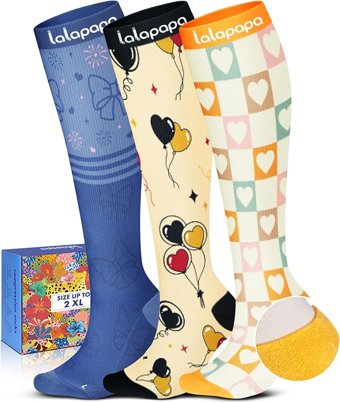 Cute Compression Socks for Women - 3 Pairs 20-30 mmHg Graduated Support Lightweight for Daily Wear Travel Nurse