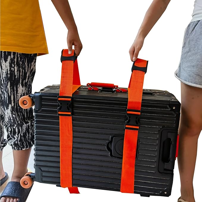 Luggage Straps Suitcase Belts Wide Adjustable Packing Straps, Heavy Duty Strap, 2 PCS 92",Carry on Both Shoulders,2 People by Hand or Shoulder,Moving Box Straps.Orange