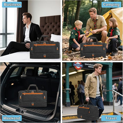 Duffle Bag for Travel, Expandable 50L Canvas Weekender Bag, Overnight Bag Travel Duffel Bag for Men Carry On Luggage with Removable Shoulder Strap, Durable & Water-Resistant