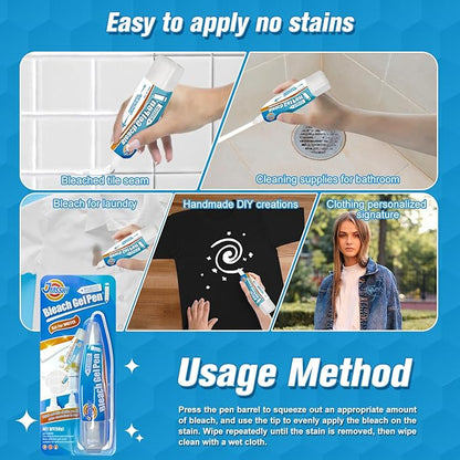 Bleach Pen For Clothing, Bleach Pen, Stain Remover Pen, bleach Gel pen, Clothing Bleached DIY Design, Travel, Instantly Remove Stains, Pearl White (1.76 Fl Oz (Pack of 1), Lemon)