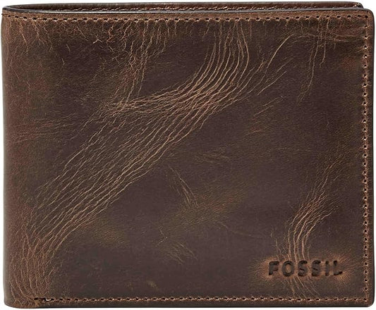 Fossil Men's Derrick Leather RFID-Blocking Bifold Passcase with Removable Card Case Wallet