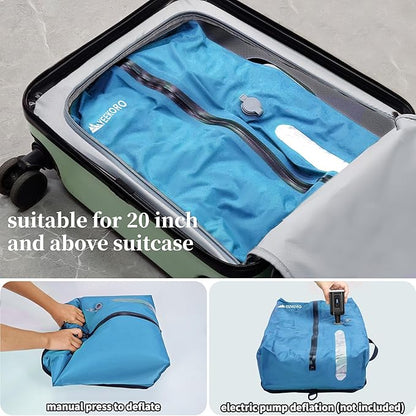Vacuum Bags for Travel, Professional IP67 Reusable Vacuum Compression Bags for Travel Suitcases and Backpack, Durable Space Saver Bag (Blue,No Pump)