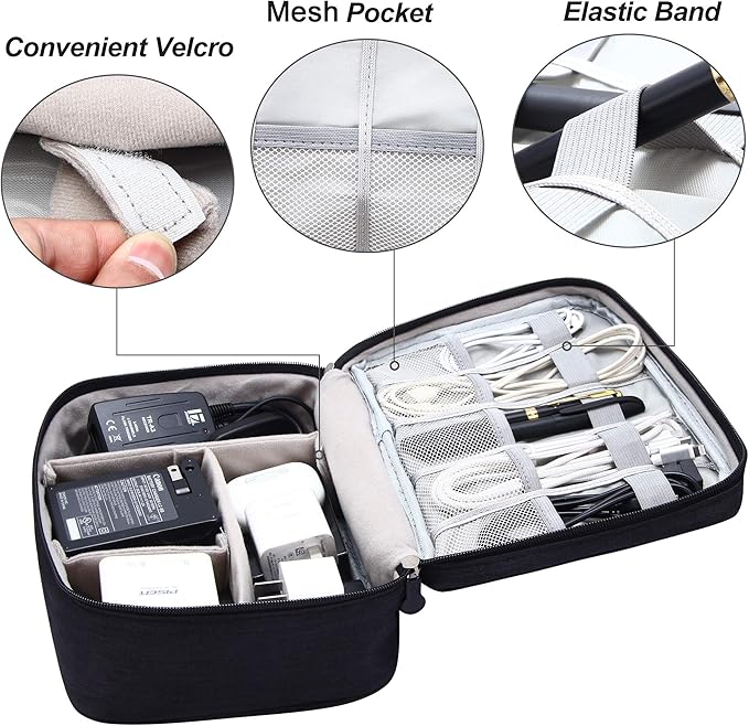 SELLYFELLY Electronics Organizer Travel Universal Cable Organizer Bag Waterproof Electronics Accessories Storage Cases for Cable, Charger, Phone, USB, SD Card, Hard Drives, Power Bank, Cords
