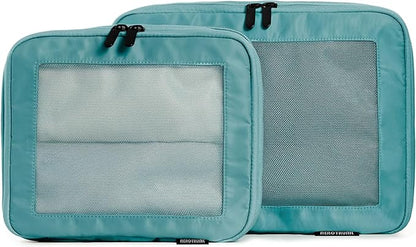 Aerotrunk Compression Packing Cubes for Travel - Luggage Organizer Bags - Double Zipper Packing Cubes for Suitcases (2-Pack, Teal)