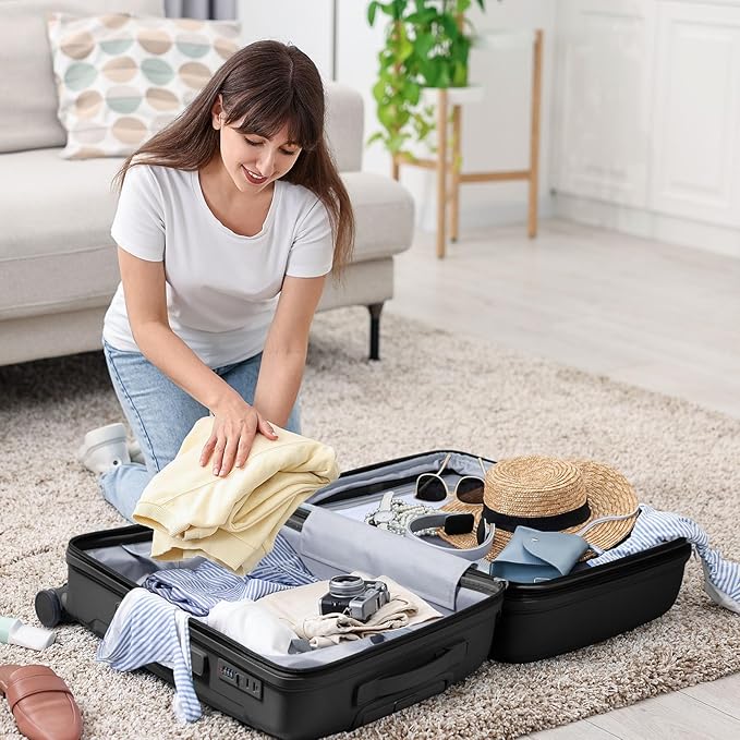 Nazhura Luggage Set, 3-Piece Hardside Suitcase Set, 20-inch Carry On, 24-inch, 28-inch Luggage