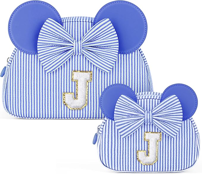 Initial Travel Makeup Bag for Girls | Cosmetic Bags | Kids Teen Girl Gifts | Birthday Gifts for Girls | Travel Makeup Bag | 6 7 8 9 10 11 12 13 Years Old Girl Gift - Blue J