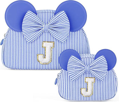 Initial Travel Makeup Bag for Girls | Cosmetic Bags | Kids Teen Girl Gifts | Birthday Gifts for Girls | Travel Makeup Bag | 6 7 8 9 10 11 12 13 Years Old Girl Gift - Blue J