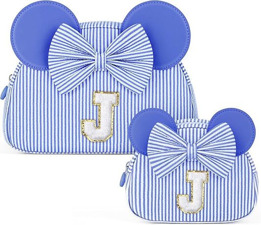 Initial Travel Makeup Bag for Girls | Cosmetic Bags | Kids Teen Girl Gifts | Birthday Gifts for Girls | Travel Makeup Bag | 6 7 8 9 10 11 12 13 Years Old Girl Gift - Blue J