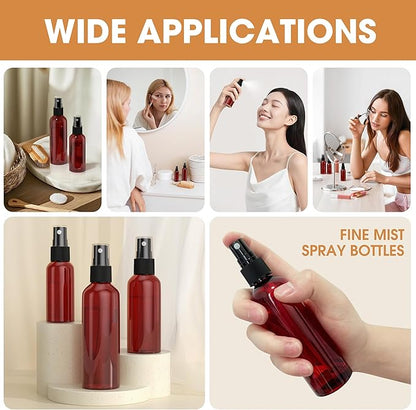 100Pack Small Spray Bottles 2oz, 60ml Travel Spray Bottle Bulk Black Fine Mist Sprayer, Empty Refillable Containers Portable Cosmetic Plastic Spray Bottles for Cleaning, Misting & Skin Care-Red