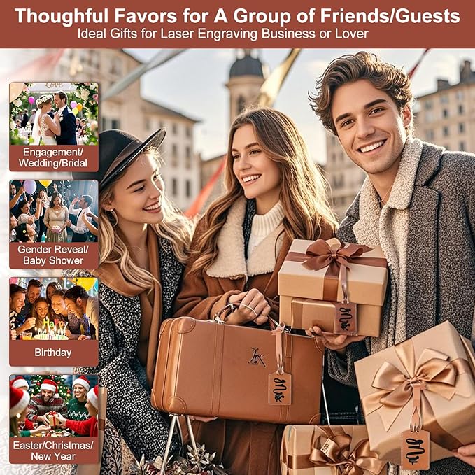 30 Sets Brown Luggage Tags Laser Engraving Material - Ideal Laserable Engravable Faux PU Leather Gift - Lasable Leatherette Name ID for Suitcases Bag Backpack to Easily Distinguish during Trip