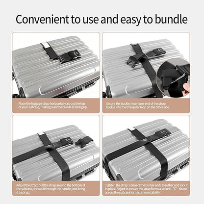 Luggage Straps, TSA Approved Black Heavy Duty Suitcase Belt with Combination Lock, Adjustable Cross Strap for Checked and Carry-On Bags, Includes ID Name Tags (1-Pack)