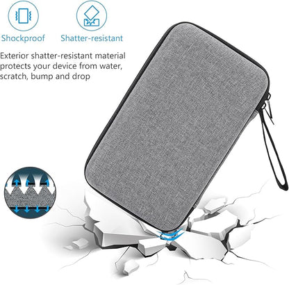 ProCase Large Hard Travel Electronic Organizer Case for MacBook Power Adapter Chargers Cables Tech Organizer Hard Drive USB Flash Disk SD Card Portable Electronics Accessories Bag -Grey