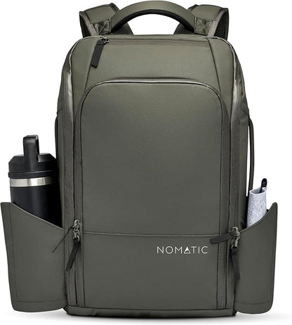 NOMATIC 14L Travel Pack - Water Resistant Laptop Bag - TSA-Ready Expandable Backpack (Olive)