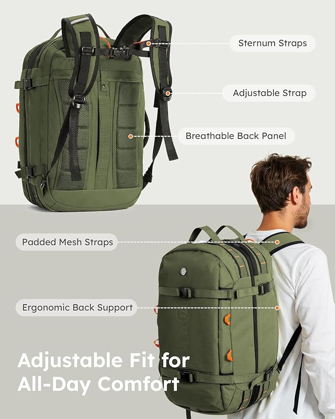 Tolaccea Travel Laptop Backpack for Men Women, 40L-50L Expandable Carry On Backpack with Wet Dry Compartment, TSA Approved Daypack Fits 16 Inch Laptop, Convertible Rucksack Duffel Bag for Work Travel