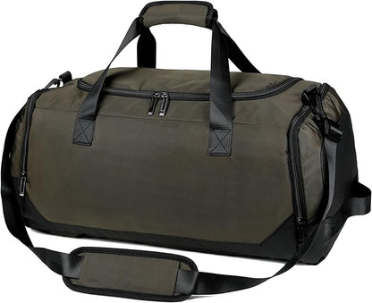 Travel Duffle Bag Backpack for Men Women, 50L Sports Gym Bags with Shoe Compartment & Wet Pocket, Waterproof Carry On Bag Backpack for Workout, Fitness, Overnight Trips Green