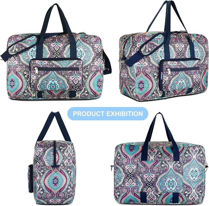 F.FETIVIN Weekender Carry On Bag Travel Duffle Medium Overnight Bag for Women(Green Floral)