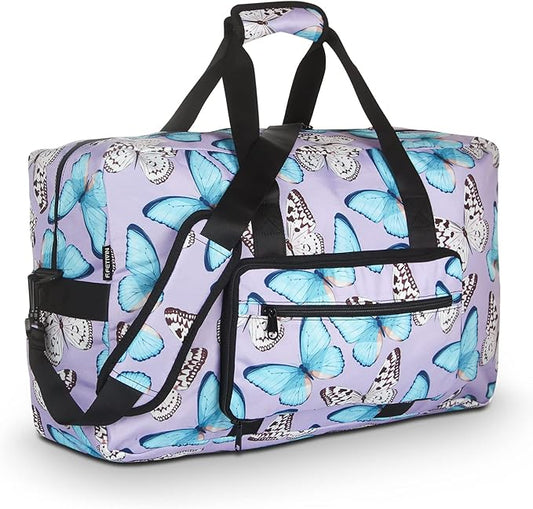 F.FETIVIN Weekender Bag Carry On Travel Duffle Medium Overnight Bag for Women(Butterfly)