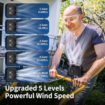 Socool 14500mAh Portable Waist Fan Clip on Wearable Belt Rechargeable Personal Fan, Dual Air Outlet, 40H Cooling 5-Speed Battery Operated Fans with Light, Neck Fan Hanging for Outdoor Camping Travel