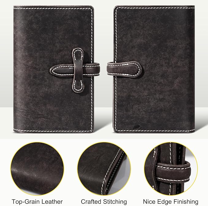 Leather Passport Holder for Travel Women Men, RFID Blocking Card Slot, Top-Grain leather with Magic Buckle, Boarding Pass Pocket,Retro Passport Wallet,Dark Gray