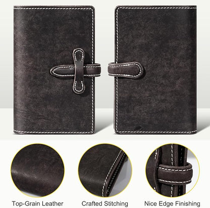 Leather Passport Holder for Travel Women Men, RFID Blocking Card Slot, Top-Grain leather with Magic Buckle, Boarding Pass Pocket,Retro Passport Wallet,Dark Gray