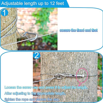 Portable Clothesline with 20 Clips, 12Ft Stainless Steel Wire Rope Adjustable Retractable Travel Clothesline for Indoor Outdoor Laundry Drying line, Cruise Clothes line, Balcony, Camping