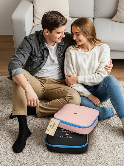 MATEIN Mr and Mrs Gifts, Electronics Organizer Travel Case with USB Port, Wedding Honeymoon Gifts for Couples, 2-Pack Couple Cord Organizer Bag 2-in-1 Cable Storage Bag for Tech Accessories and Makeup