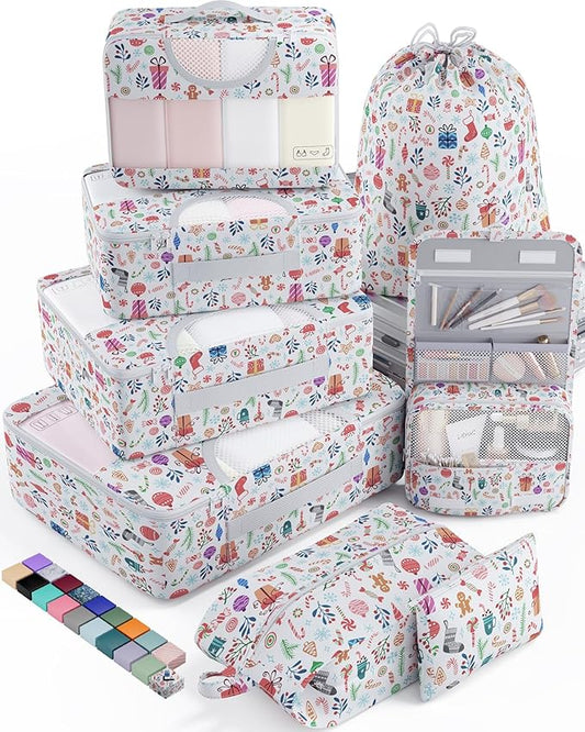 Veken 8 Set Packing Cubes for Travel Kids, Beach Vacation Essentials Accessories for Cruise Ship, Suitcase Organizer Bags for Luggage with Hanging Toiletry & Shoe Bag, Birthday Gifts for Women Mom Her