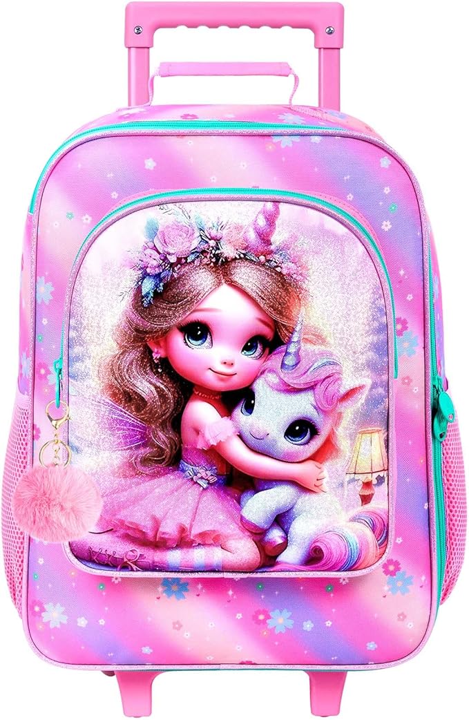 Kids Suitcase with Wheels for Girls and Boys, Rolling Carry on Luggage for Toddler Children