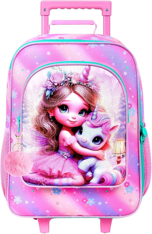 Kids Suitcase with Wheels for Girls and Boys, Rolling Carry on Luggage for Toddler Children