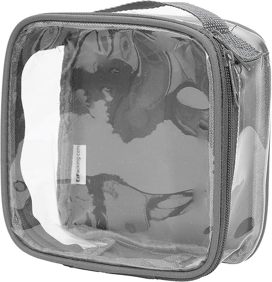 EzPacking Clear TSA Approved 3-1-1 Travel Toiletry Bag for Carry On/Quart Size Transparent Liquids Pouch for Airport Security/Reusable See Through Vinyl & PVC Plastic Organizer Men Women (Gray)