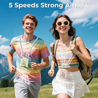 AMACOOL Portable Waist Fan Clip On, MAX 40H Work Time, 10000mAh Rechargeable Wearable Shirt Fan with Light, 16000RPM Powerful 5 Speed Belt Fans Personal Cooling Fans for Outdoor Jobsite Travel
