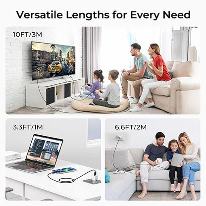 Basesailor USB Type C Charger Cable 3-Pack 3.3/6.6/10FT,Car Charging Cord for iPhone 15 Pro Max,Samsung Galaxy Tab S9 A10E A21 A51 A52 A53 A54 A70 A72 A73 A42 A34 A33 A14 A12 A22,S23 S20 S21 S22 Plus