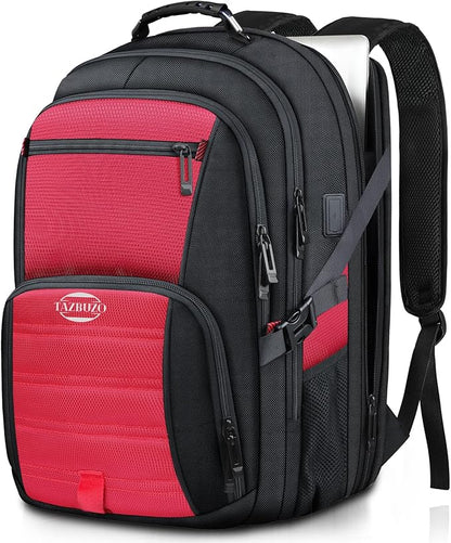 52L Extra Large Travel Backpack, 18.4 Inch Travel Laptop Backpack, Multiple Pockets 55L Carry on Backpack with USB Port, TSA Friendly Water Resistant College School Business Bag for Women, Red