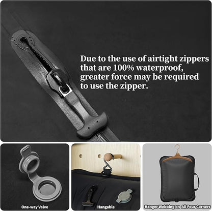 Vacuum Bags for Travel, Professional IP67 Reusable Vacuum Compression Bags for Travel Suitcases and Backpack, Durable Space Saver Bag (1 PACK, No Pump)