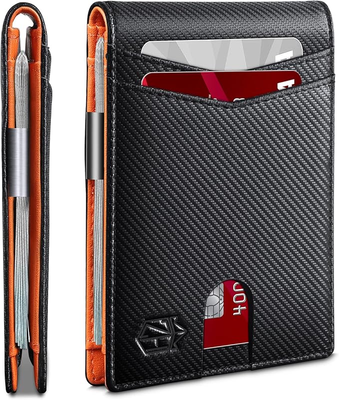 Zitahli Money Clip Wallets for Men,Slim Bifold Wallet 10-12 Cards, Mens Leather Wallet with ID Window,RFID Blocking Thin Minimalist Credit Card Holder,Gifts for Him