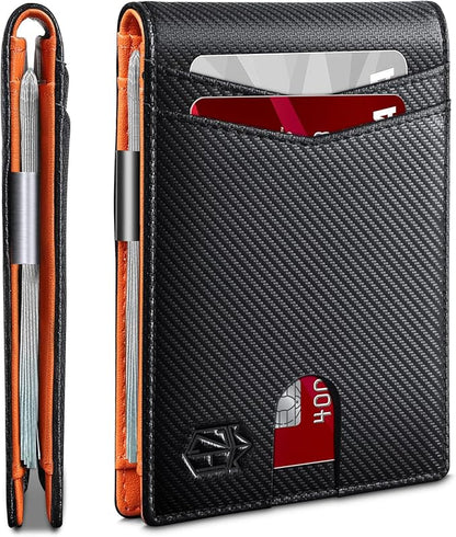 Zitahli Money Clip Wallets for Men,Slim Bifold Wallet 10-12 Cards, Mens Leather Wallet with ID Window,RFID Blocking Thin Minimalist Credit Card Holder,Gifts for Him