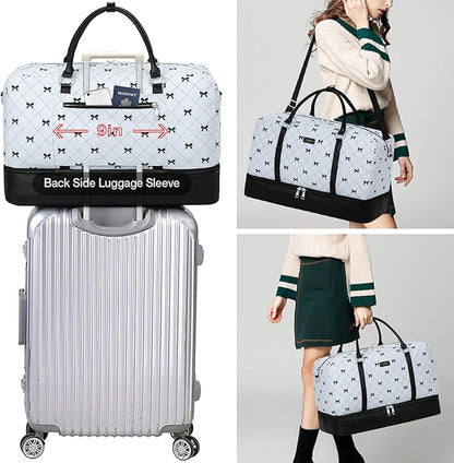 IBFUN Weekender Bags for Women, 21" Weekender Travel Bag, Travel Duffle Bag with Shoe Compartment Carry on Overnight Duffel Bag for Weekend Travel Business Trip, 3PCS