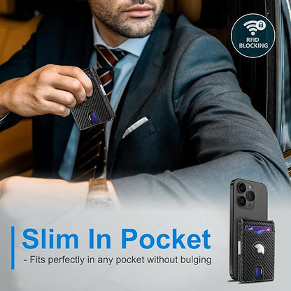 Airtag Wallet for Men,with Money Clip 11 Cards Slim Front Pocket Leather RFID Blocking Wallet with Gift Box
