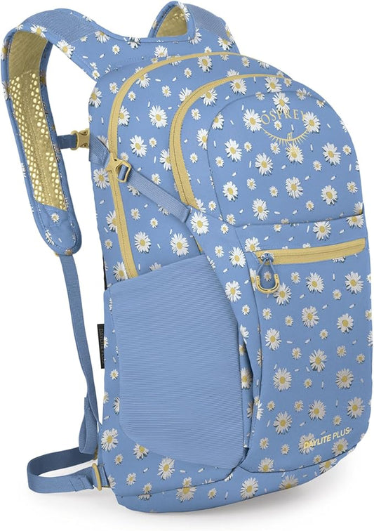 Osprey Daylite Plus Commuter Backpack - Lightweight, Everyday Pack with Laptop Sleeve and Water Bottle Pockets - Ideal for Work, School, and Travel with Versatile Storage, Daisy Print Sevres Blue