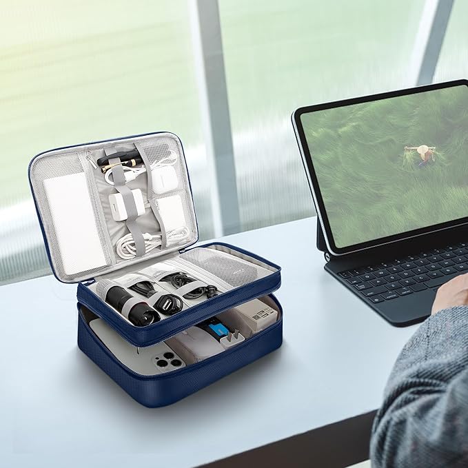 CILLA Electronic Organizer Travel Case, Travel Cord Organizer Case Portable Waterproof Cable Organizer Bag for Charger, Cord, USB, Power Bank, Earphone