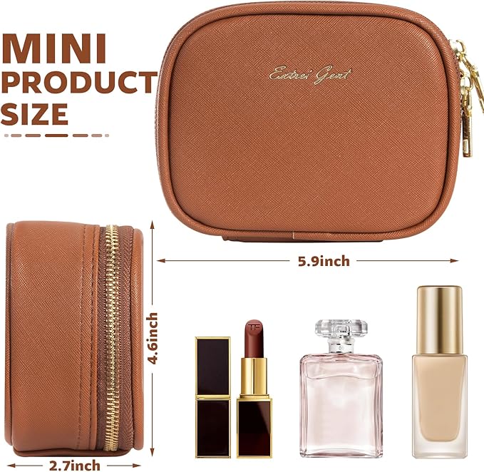 Small Makeup Bag with Led Mirror, Mini Travel Make up Bag 3 Light Modes Adjustable Brightness, for Women Organizer Cosmetic Bag, Portable Travel Train Toiletry Bag, for Pool Parties Work Touch-Ups