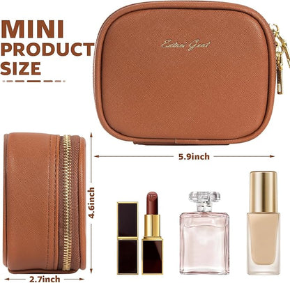 Small Makeup Bag with Led Mirror, Mini Travel Make up Bag 3 Light Modes Adjustable Brightness, for Women Organizer Cosmetic Bag, Portable Travel Train Toiletry Bag, for Pool Parties Work Touch-Ups