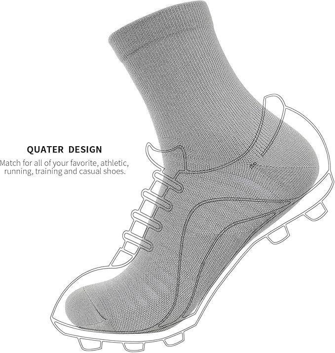 Compression Running Ankle Socks for Men and Women (6 Pairs), Quarter Athletic Socks for Running, Cycling, Golf, Work