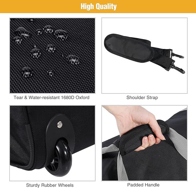 REDCAMP 85L/120L/140L Foldable Duffle Bag with Wheels, Large Travel Duffel Bag