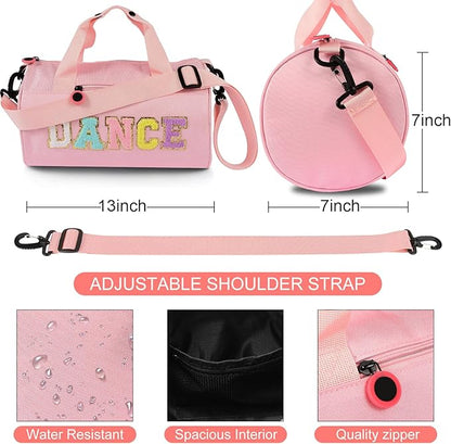 Dance Ballet Bag for Girls Sport Gym Duffle Bags Overnight Travel Bags Fun Dance Workout Duffel Bag Toddler Cute Bag for Dancers, Girls, Teens, Student Athletes