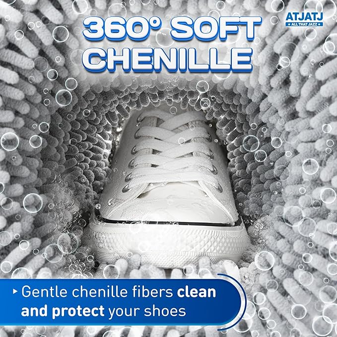 2-Pack Shoe Washing Machine Bag, 360° Deep Shoe Laundry Bag for Washer, Reusable Mesh Shoe Bag with Secure Zipper, Easy Clean Shoe Bag for Sneakers, Tennis Shoes & Gym Trainers