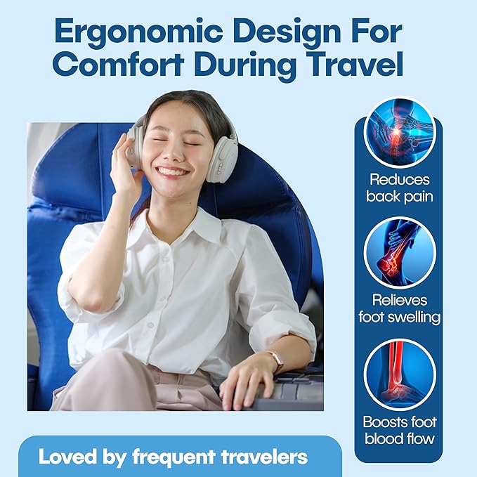 1 Pack Airplane Foot Hammock, No-Collapse Foot Hammock for Plane Travel, Thickened Bamboo Airplane Foot Rest, Adjustable Footrest for Office, Long Flight