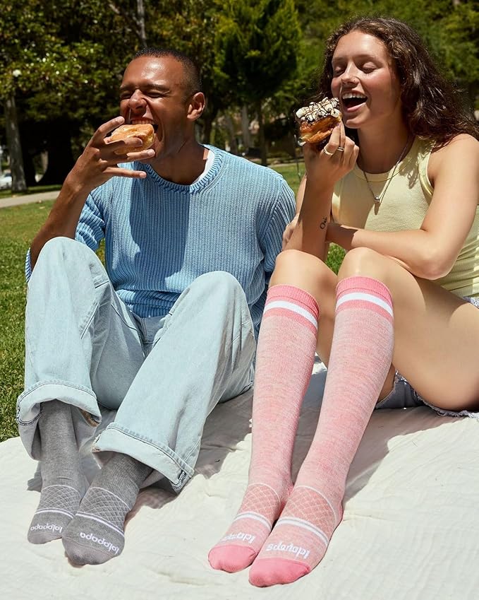 Cotton Compression Socks for Women Men - 2 Pairs 20-30mmHg Circulation Grid Arch Support Socks, Breathable