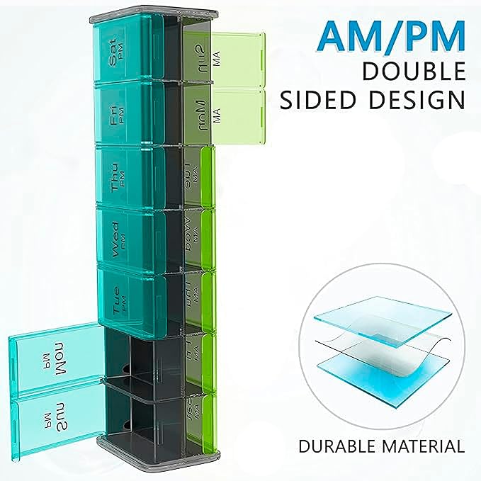 Extra Large Pill Organizer- XXL Pill Box 7 Day - Weekly Pill Organizer with AM PM Large Compartments Big Pill Case for Supplements Jumbo Pill Holder for Vitamins Huge Medicine Organizer 2 Times a Day